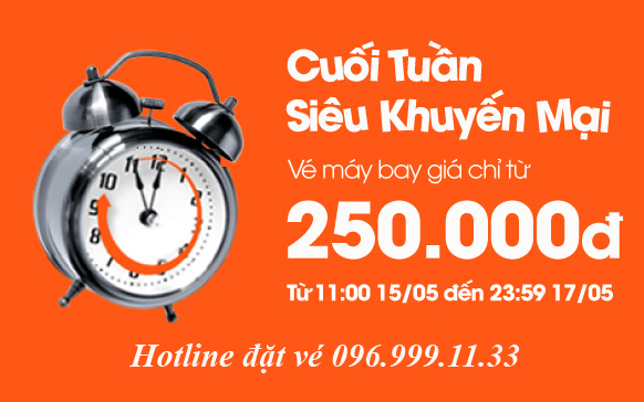 Jetstar cuối tuần 250000 đồng/vé.