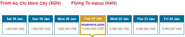 Vé tết giá rẻ 2014 của Việt Nam Airlines đang bán giá 1.400.000 . Ảnh: muavere.com.