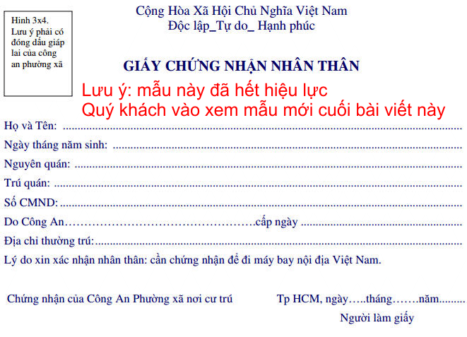 Xác nhận nhân thân CŨ