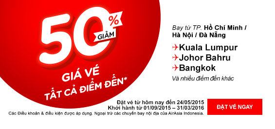 AirAsia giảm giá 50%