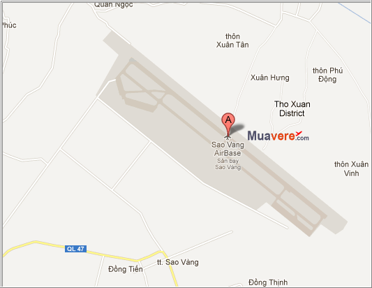 Bản đồ sân bay Sao Vàng, Thọ Xuân, Thanh Hóa.