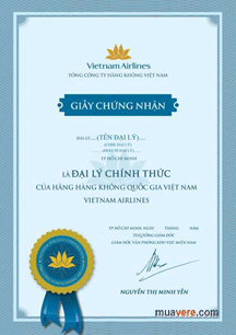 Giấy chứng nhận đại lý Vietnam Airlines