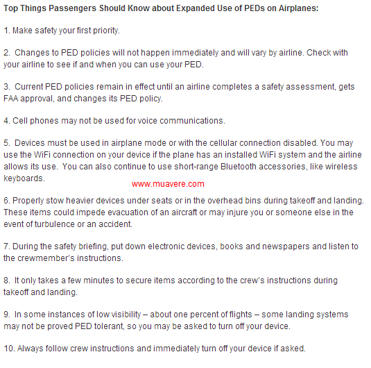 FAA nói về 10 điều mà hành khách nên biết về quy định mới này.