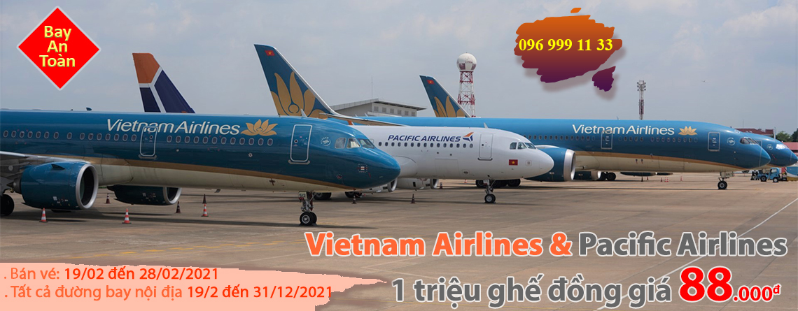 Vietnam Airlines va Pacific Airlines 1 trieu ghe dong gia 88000