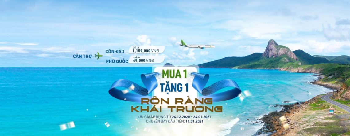 Bamboo Airways khuyến mại mua chiều đi tặng chiều về nhân dịp mở đường bay mới Cần Thơ – Côn Đảo và Cần Thơ – Phú Quốc